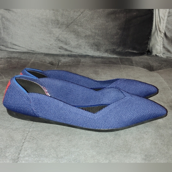 NWOT ROTHY'S NEON STRIPE POINTED TOE BLUE LOAFERS SIZE 5.5 - Picture 3 of 8